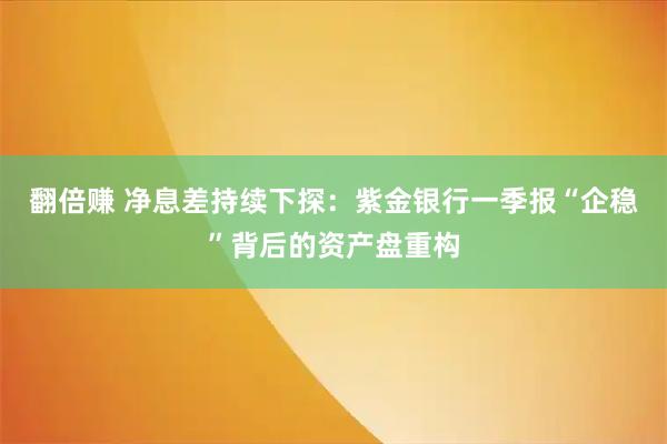 翻倍赚 净息差持续下探：紫金银行一季报“企稳”背后的资产盘重构